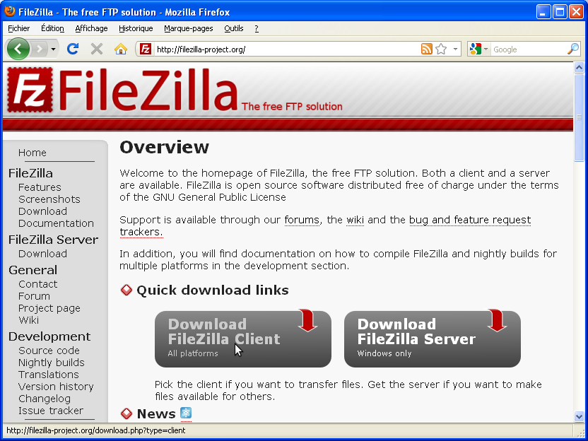 Installation de Filezilla